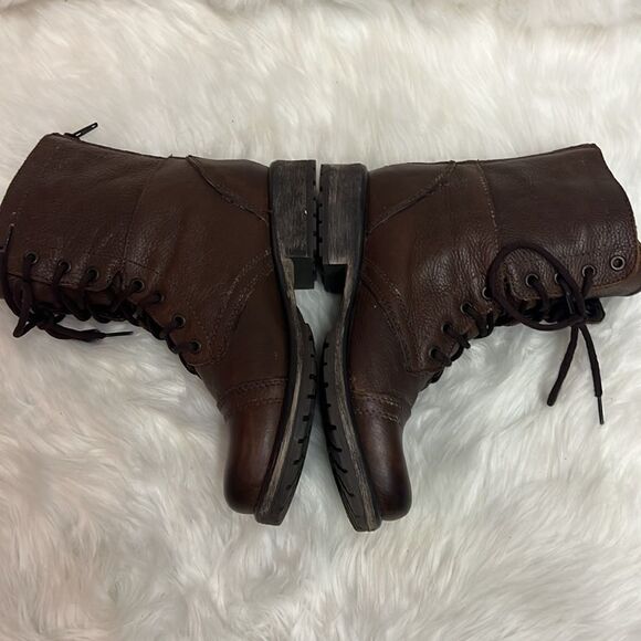 Steve Madden Brown Leather Fame Military Style Boots Fisherman Core B19B - Picture 6 of 15